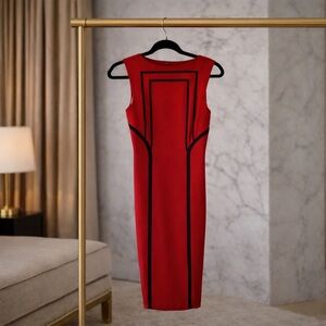 Elegant Red and Black Midi Dress